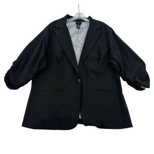 Torrid Black Ruched Sleeve Blazer Jacket Women's Plus Size 3X Career Business
